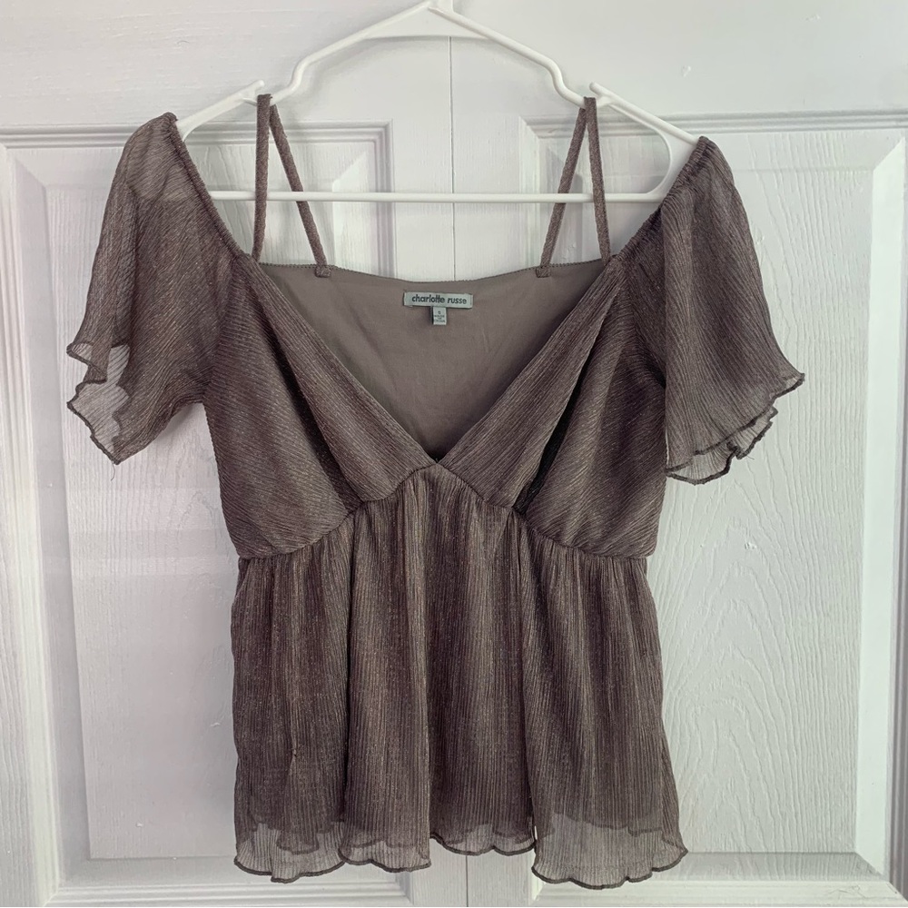 Silver/Grey Metallic Shimmer Top